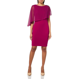 🐾Jessica Howard missy size 12 NWT sleeveless Boat neck chiffon caped midi dress.